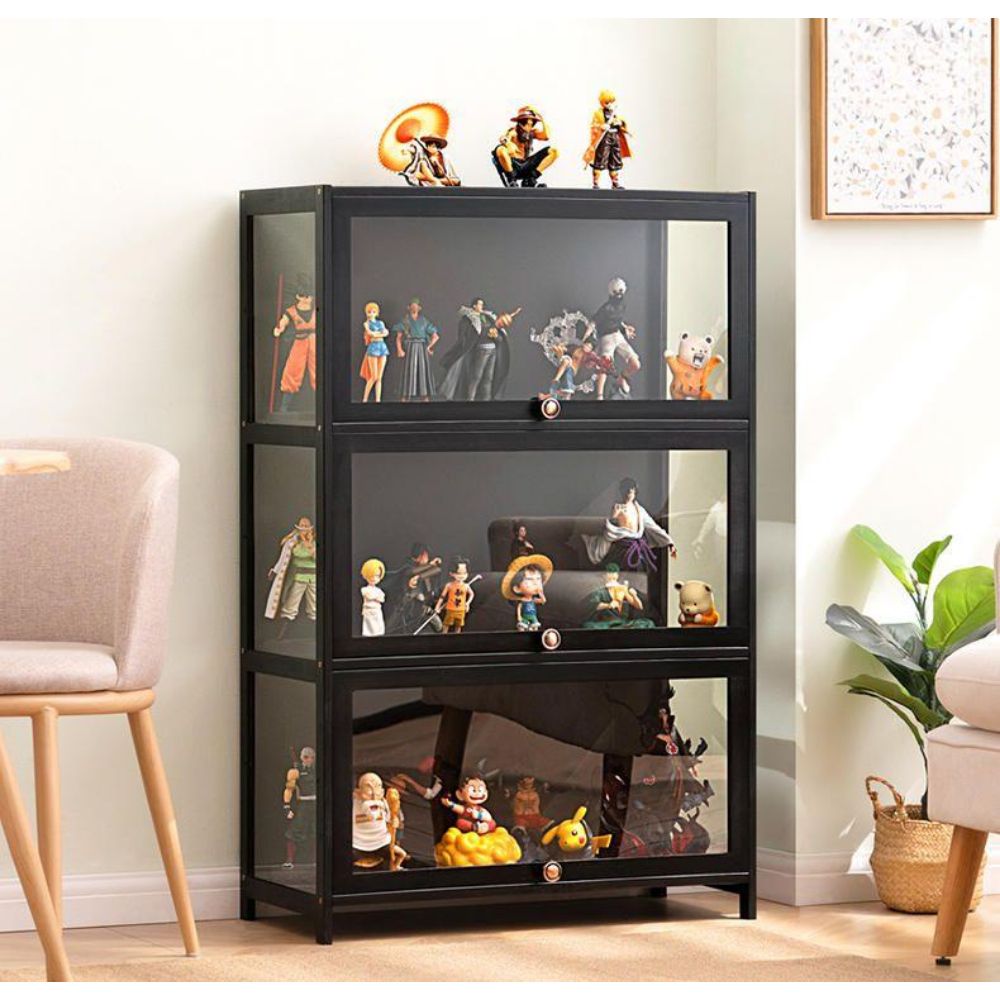 피규어진열장 투명 건담 레고 전시장 보관함 쇼케이스 블랙 60cm 3층(3면 투명)