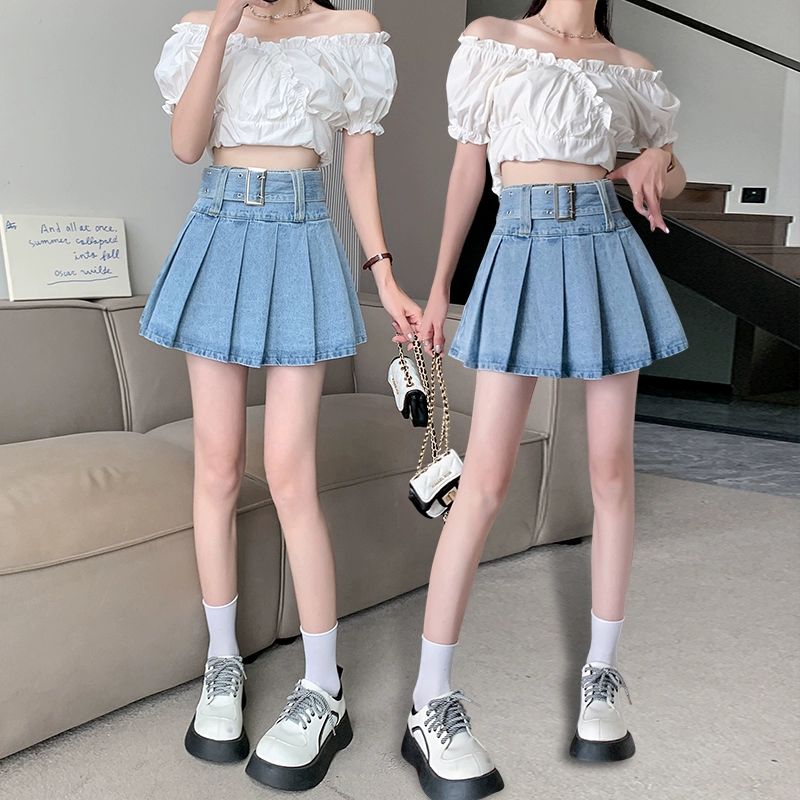 데님스커트 청치마 미니스커트 여성 데이트룩 블루 S - 상세 이미지 5