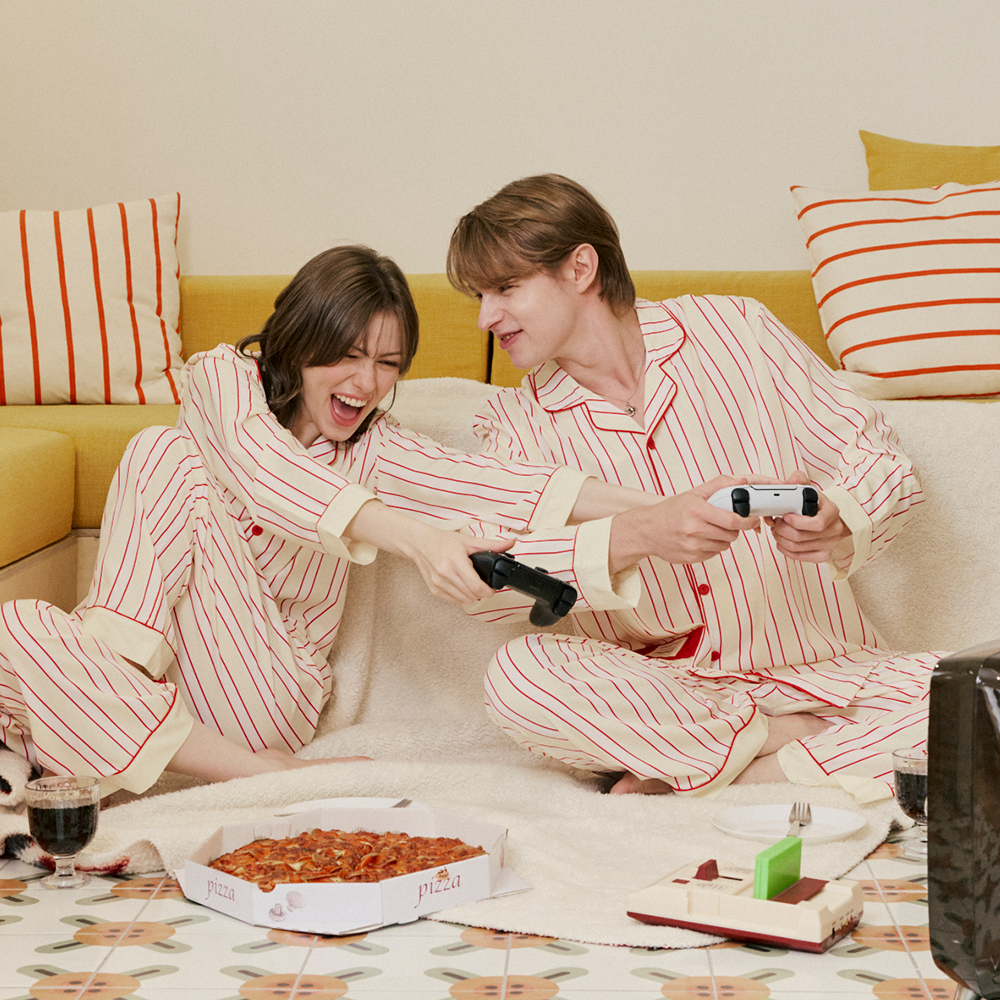 커플 빅사이즈 수면 잠옷 피치기모 홈웨어 겨울 패밀리 잠옷세트 - 상세 이미지 5