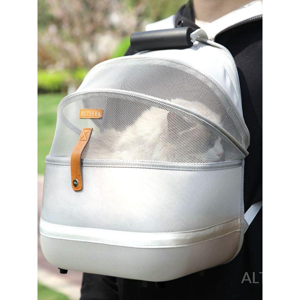 고양이 백팩 산책 이동 강아지 외출 가방 반려묘 이동장 그레이 실크-고양이5kg/개4kg - 상세 이미지 4