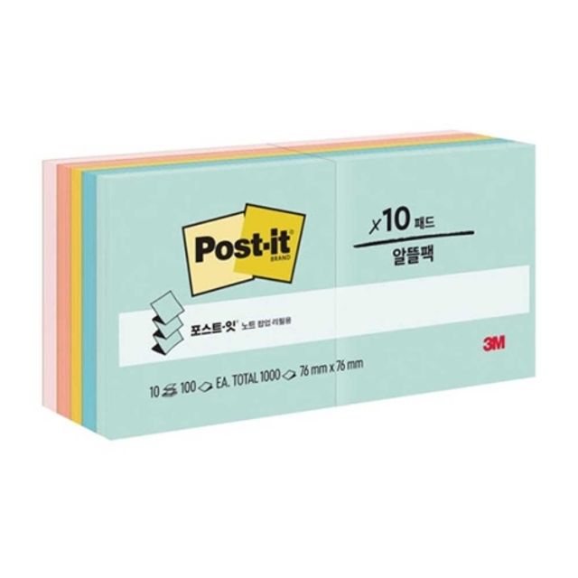 (3M) 포스트잇 노트 팝업 리필용 R330 비치사이드카페 10개입/(76x76 1000매) (1개) - 상품 이미지
