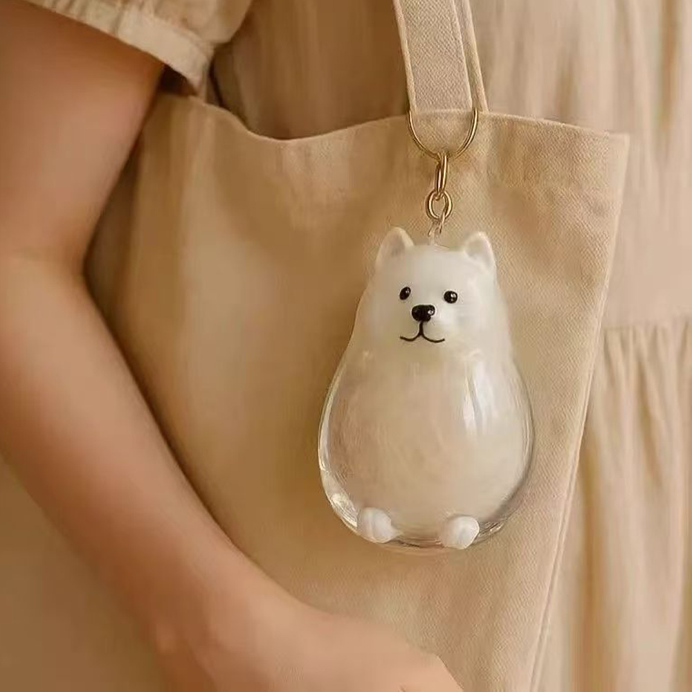 디에르니 강아지 털 보관 키링 투명 캡슐 반려견 펫로스 메모리얼 키홀더 - 상품 이미지