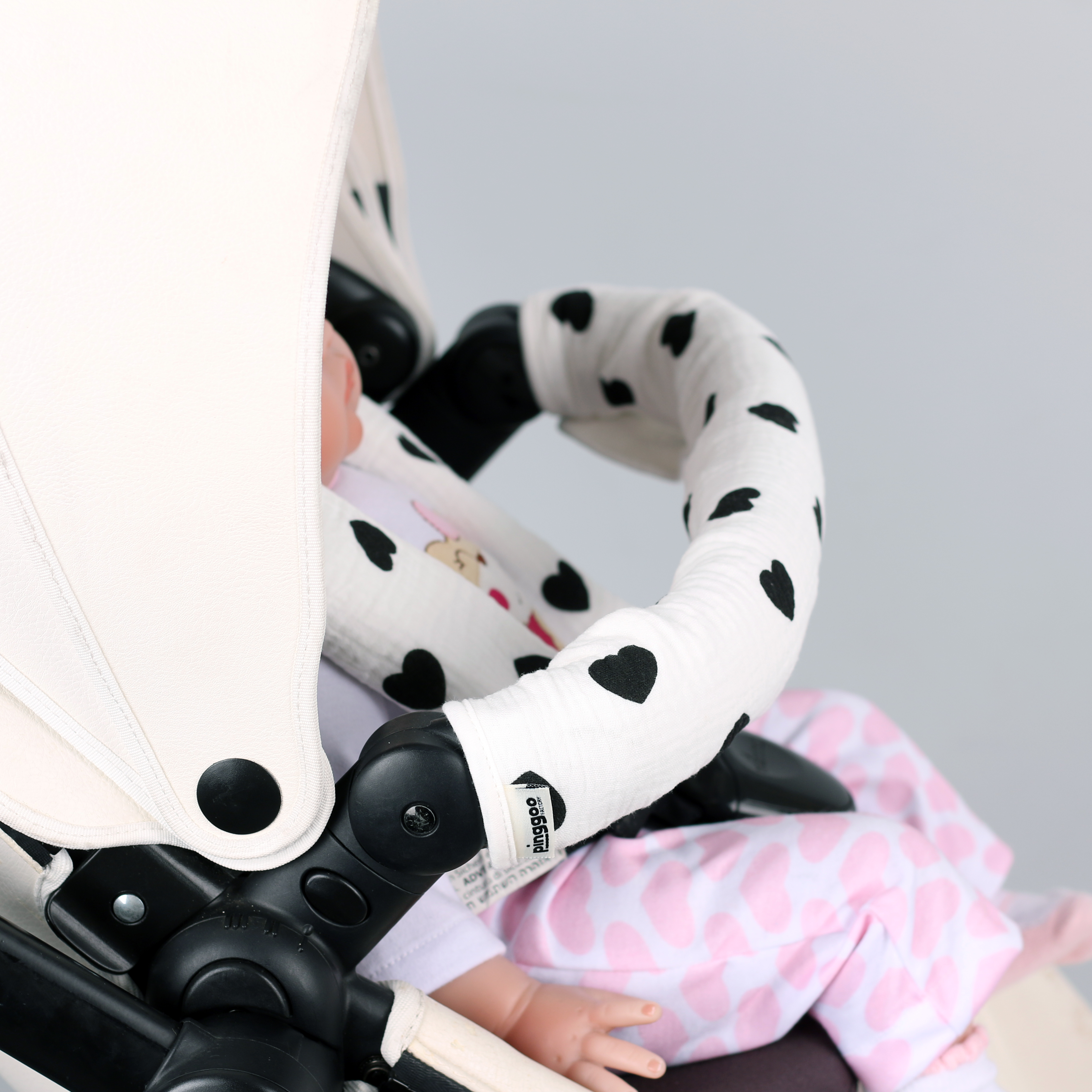 유모차 하트 손잡이커버 벨트커버 안전바 양면 거즈원단