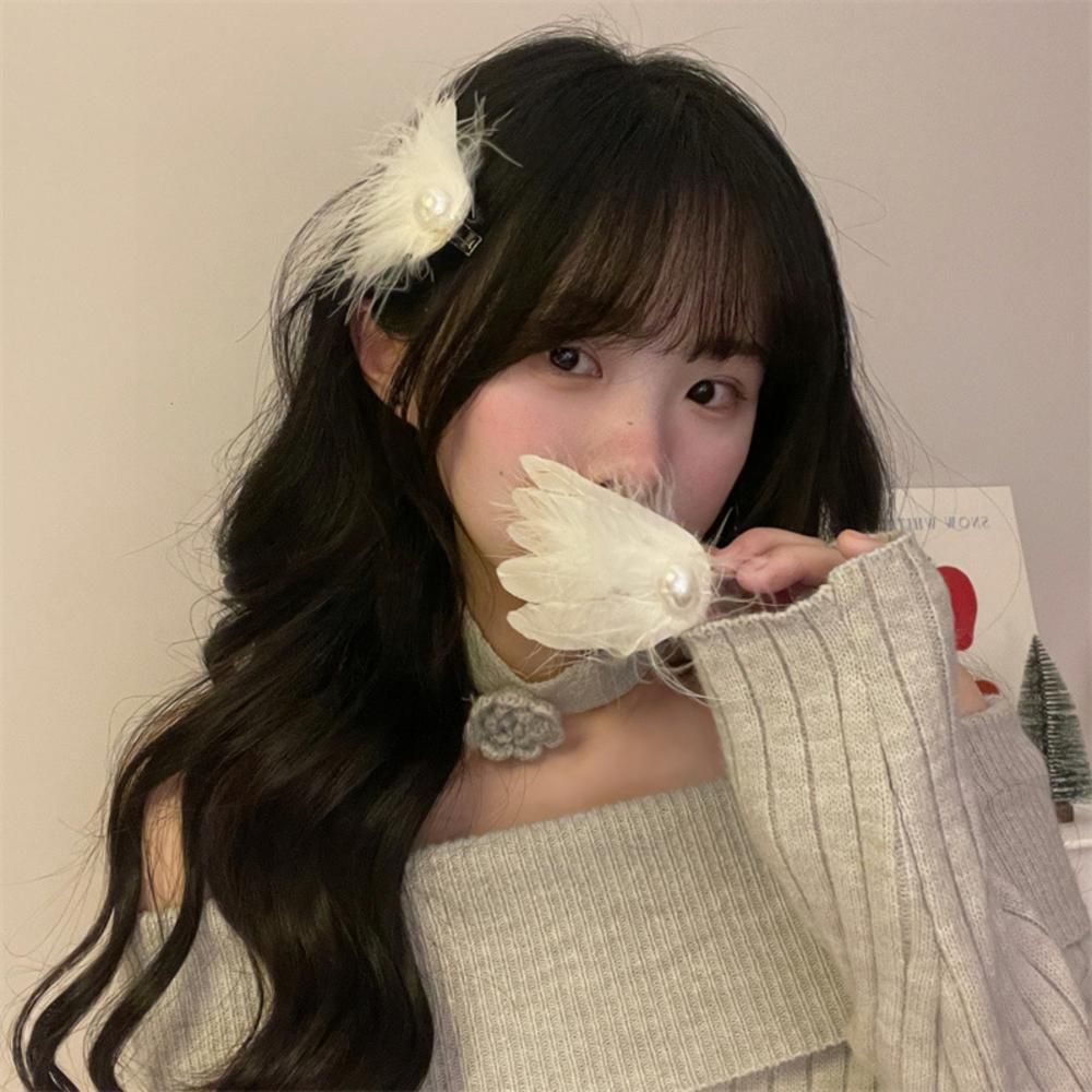 여신 천사 1set 2p 헤어 요정 핀 깃털 올림머리 심플 - 상품 이미지
