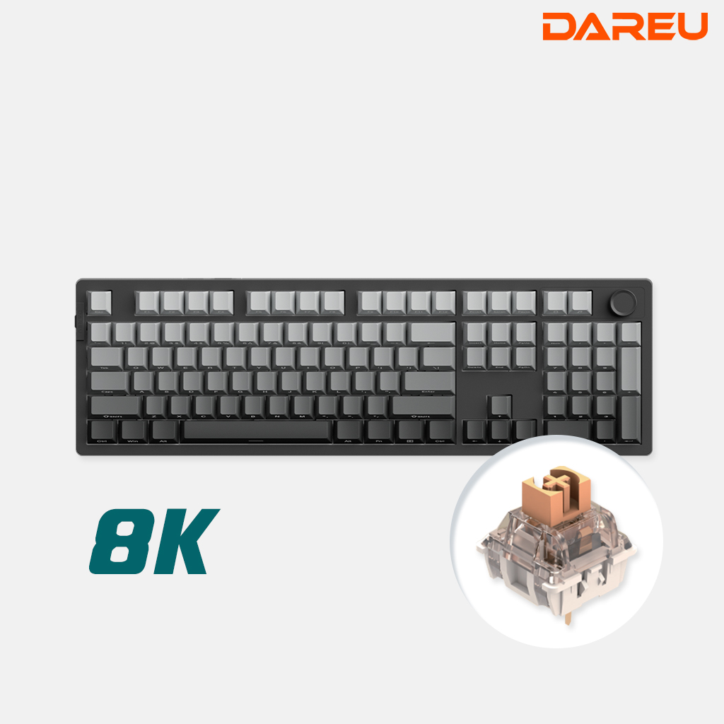 다얼유 EK106PRO 8K 유선 기계식 게이밍 키보드 스모키그레이(측각), 저소음 머스타드축