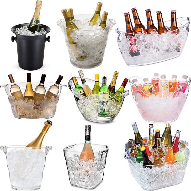 아이스버킷 얼음통 맥주 아이스버켓 샴페인 와인버킷 와인바스켓 와인칠링 술얼음통 와인얼음통 투명 5L 5개 포함 얼음 집게 포함 - 상세 이미지 2
