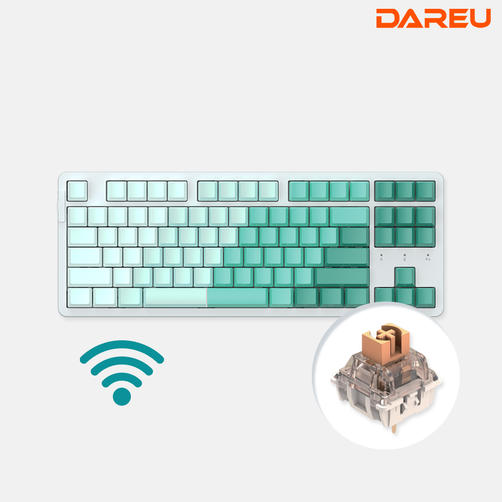 다얼유 EK87PRO 유 무선 기계식 키보드 텐키리스 민트, 저소음 머스타드축