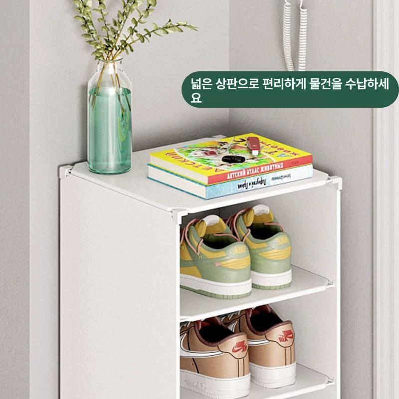 틈새신발장 현관 입구 수납 신발정리대 좁은 운동화 수납장 현관신발장 틈새수납 신발장 1열 10층 도어 포함 대용량 - 상세 이미지 5