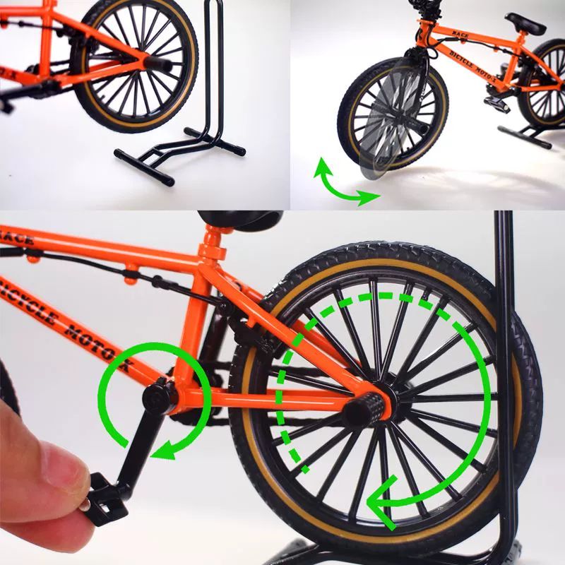BMX 자전거 다이캐스트 피규어 1:8 비율 바이크 미니어처 블랙 스턴트바이크모델헬멧+삼각대스카이블루 - 상세 이미지 5