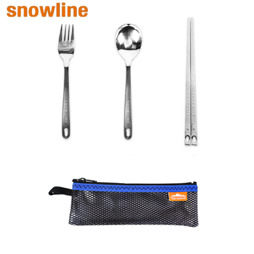 스노우라인 3종 수저세트 캠핑 백패킹 스테인레스 수저 소형 세트