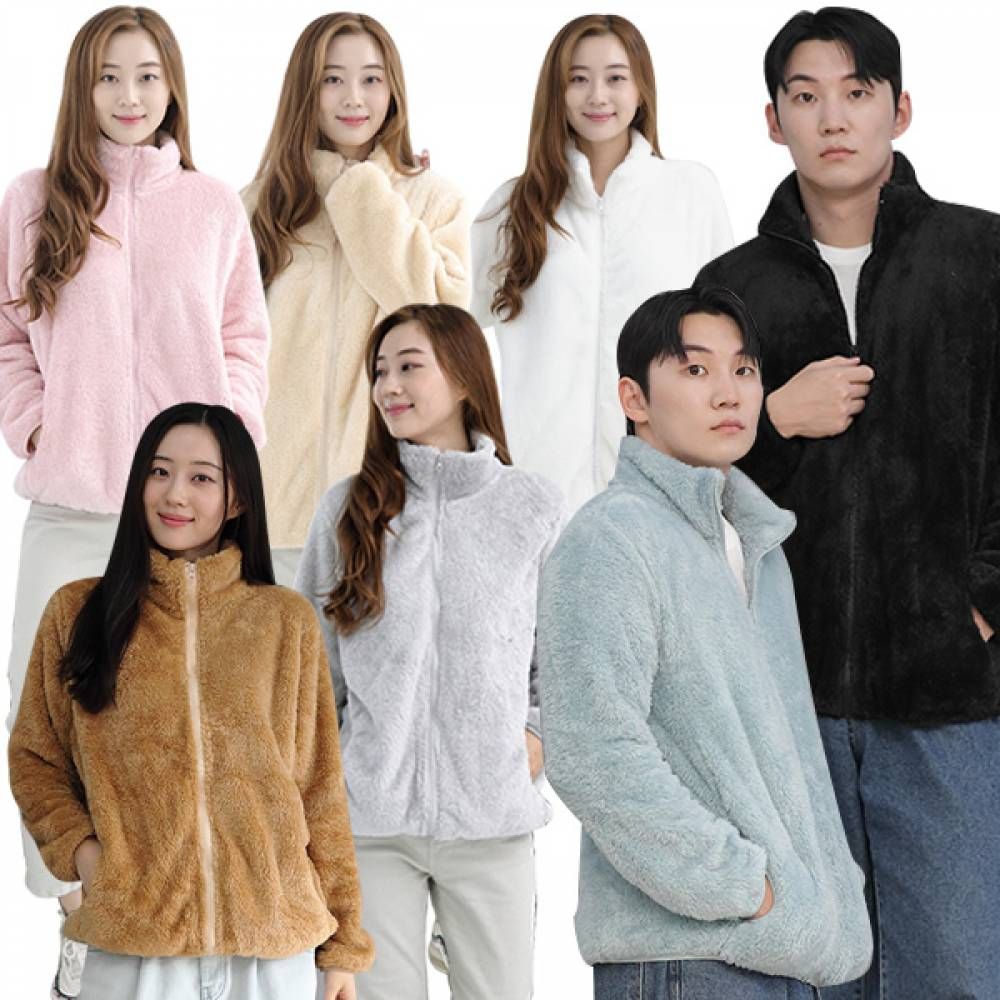 빅사이즈 캐쥬얼 플리스 남녀공용 후리스 여성 점퍼 후리스집업핑크 - 상품 이미지
