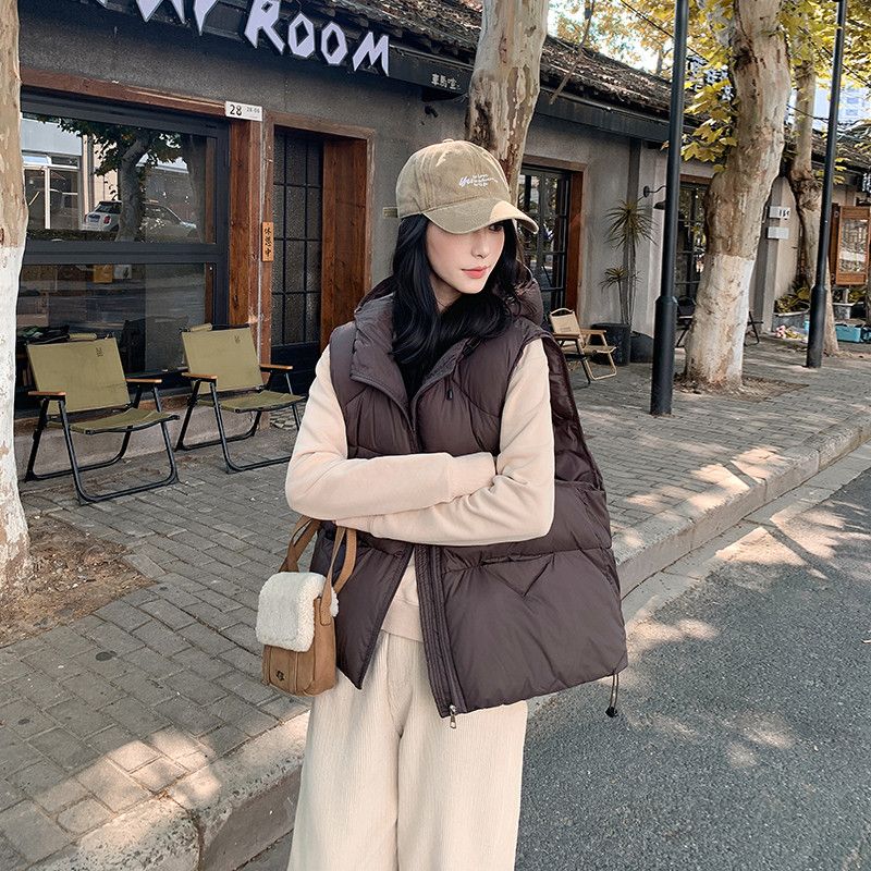 여성 경량 패딩 조끼 가을 다용도 코튼 베스트 캐주얼 데일리 아웃도어 스타일 착용감 좋은 조끼 짧은 디자인 모던한 트렌디한 - 상세 이미지 3