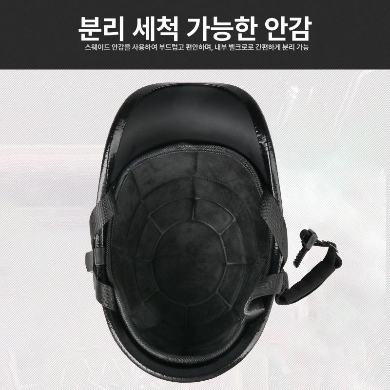 오토바이 반모 헬멧 야구모자 하프페이스 라이딩 라이트블랙 영어판 꽃 타올 포함 M - 상세 이미지 5