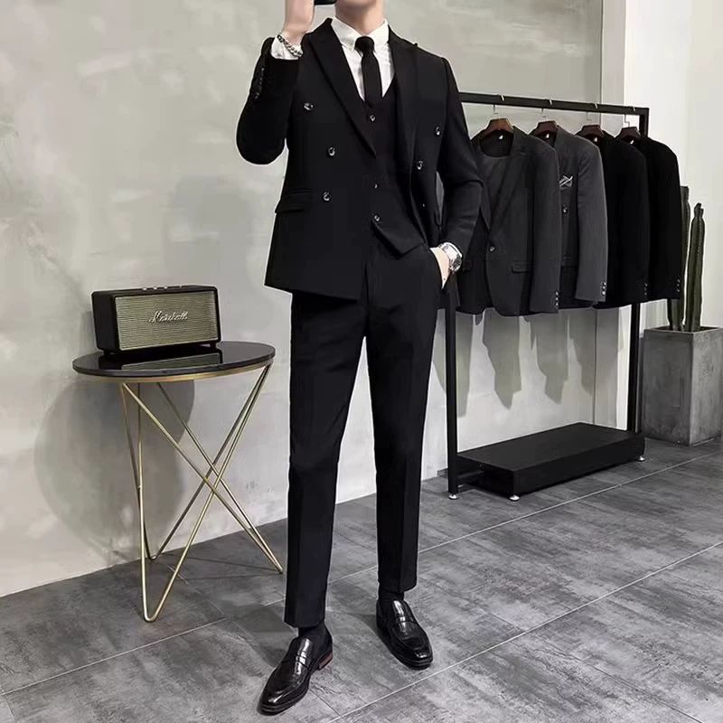 더블 마이 남성 블레이저코디 간절기 브레스트 블레이저 남성자켓 재킷 남성정장 검은색 정장 M - 상품 이미지