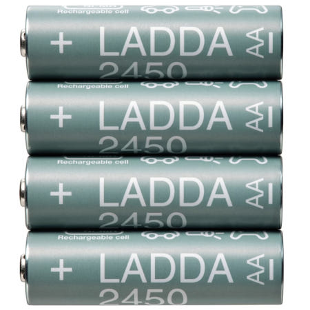 이케아 이케아 LADDA 라다 충전지 HR06 AA 1.2V 2450mAh 4개 905.065.28