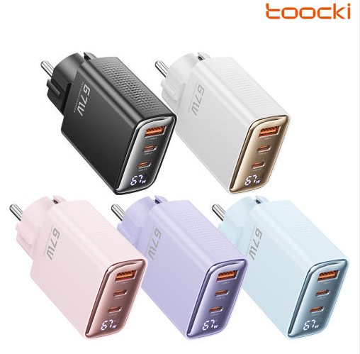 TOOCKI GaN PPS 67W 3포트 디스플레이 접지형 초고속 멀티 충전기 제품 이미지