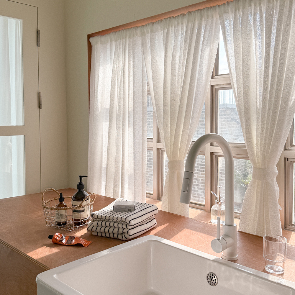 마리엔젤 빈티지 눈꽃 부클레이스 봉집형 가리개커튼 140x150cm