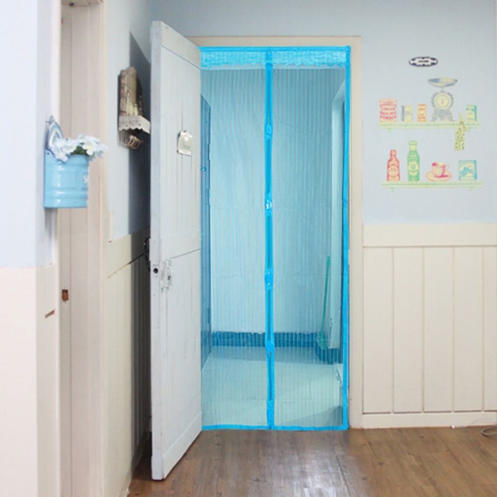 마그네틱 모기장 120cm 방충망 문 블루