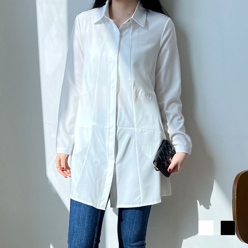베르체 A라인 루즈핏 롱셔츠 블랙 - 상품 이미지