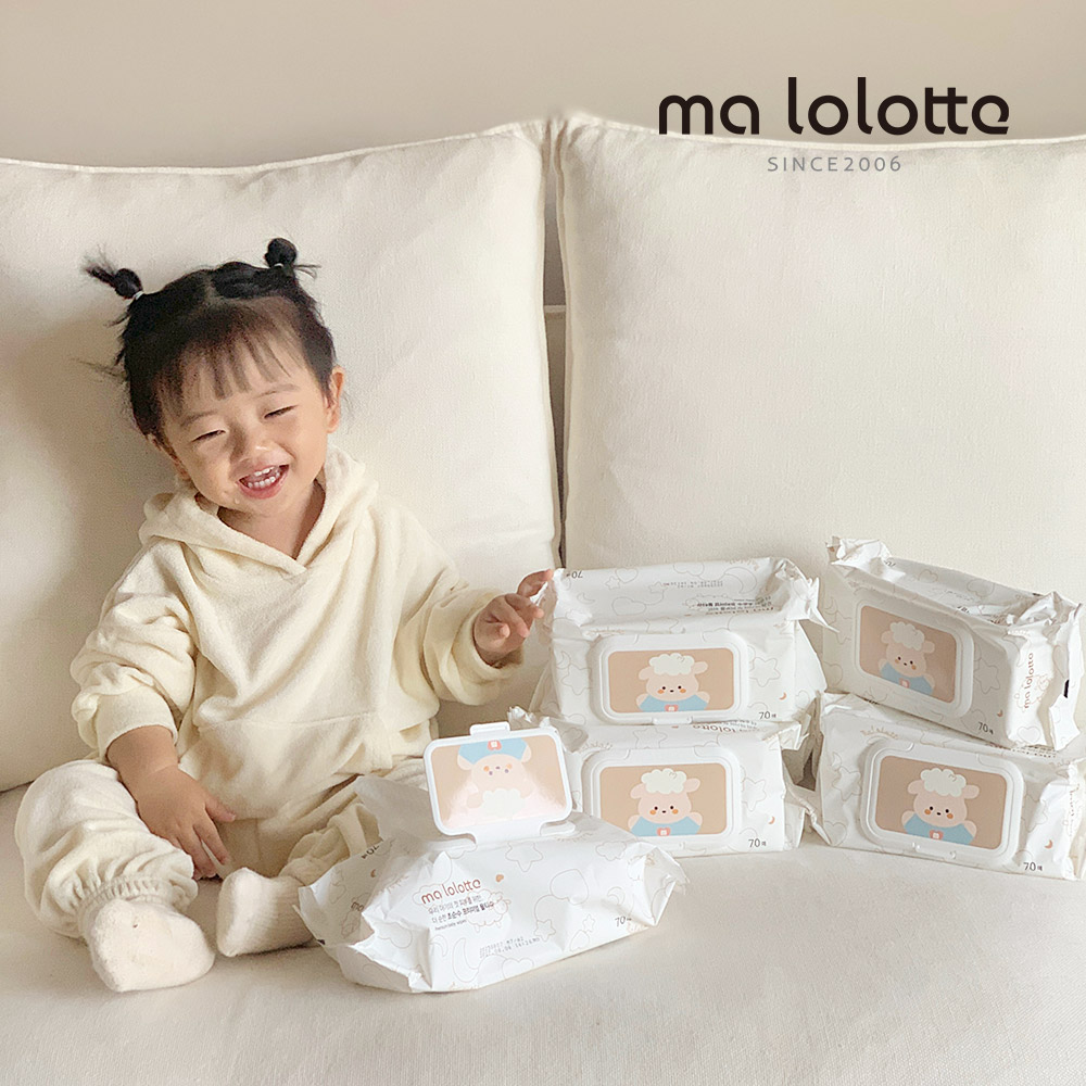 마롤로뜨 아기물티슈 캡형 대용량 유아 두꺼운 도톰한 프리미엄 물티슈 70매 10팩