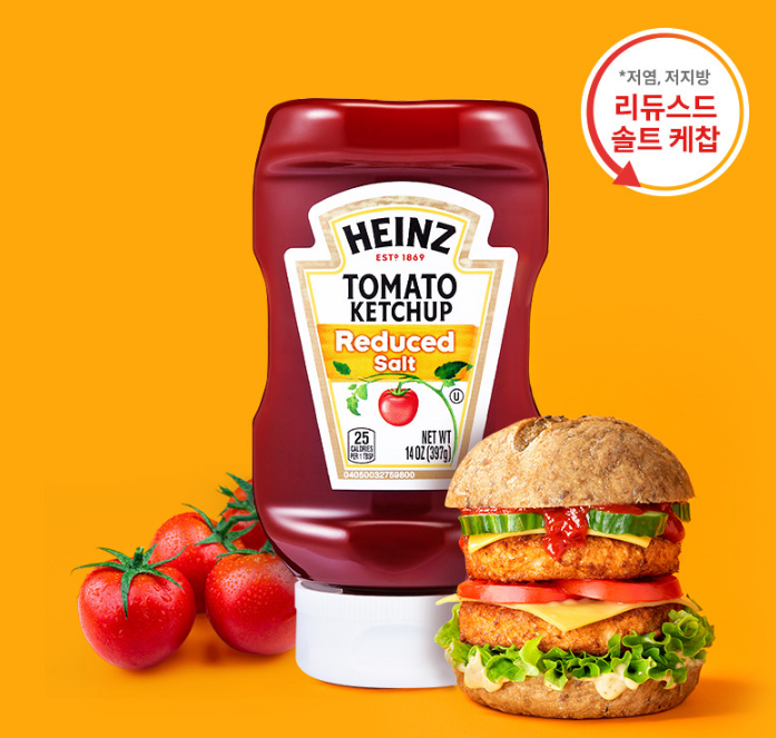 하인즈 리듀스드 솔트 저염 토마토 케찹 397g 저지방 무첨가 케찹 - 메인 이미지