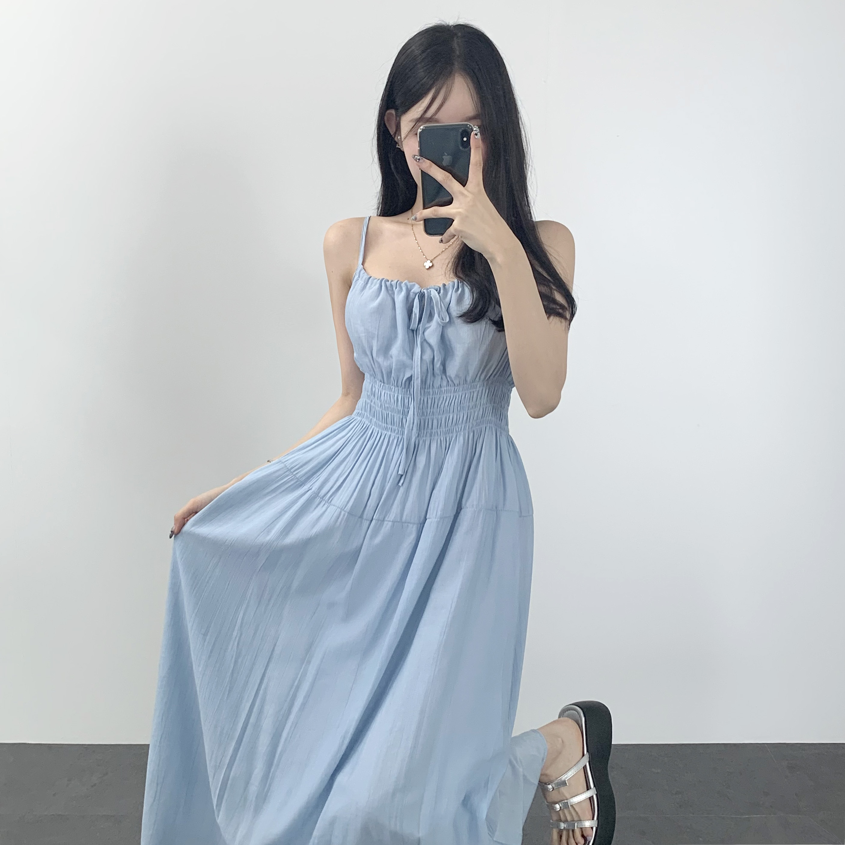 냉장고 스모크 원피스 뷔스티에원피스 - 상세 이미지 3