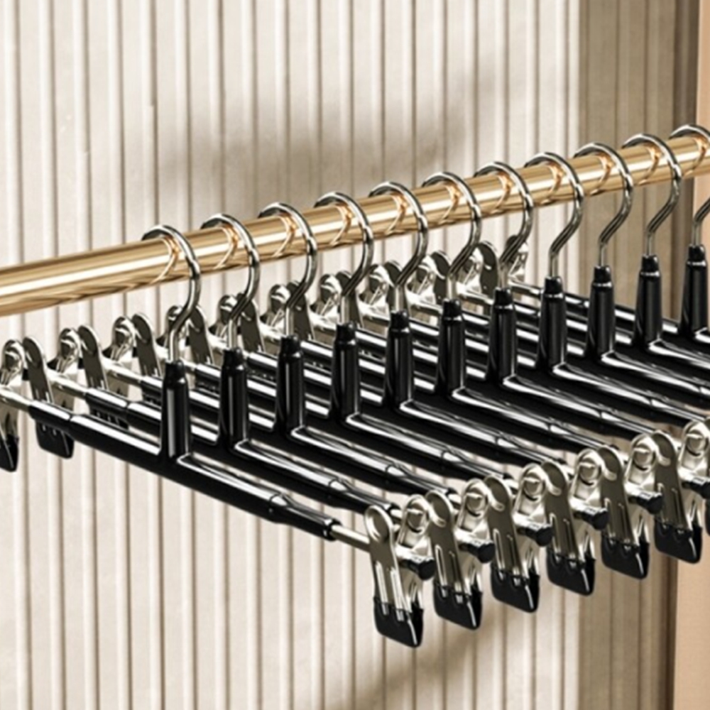 블랙 길이조절 바지옷걸이 논스립 치마 집게걸이 10p세트