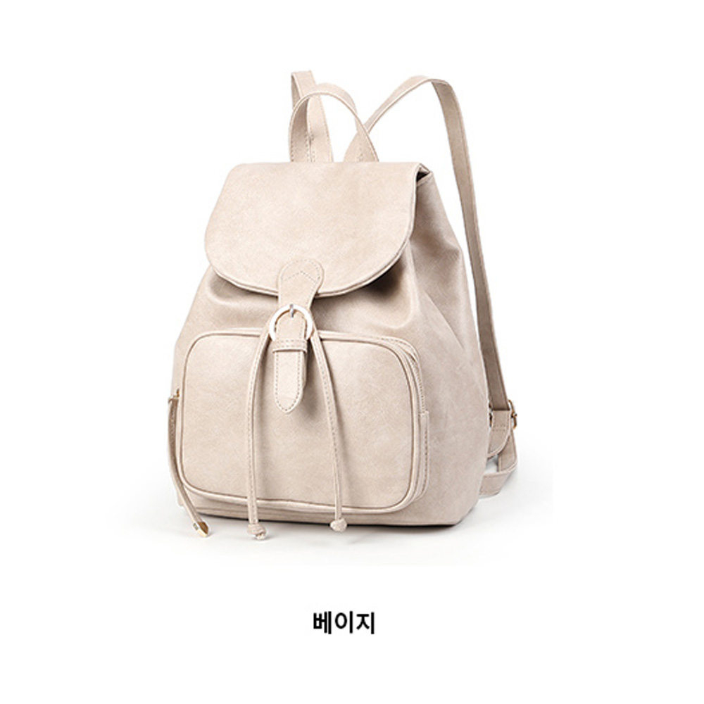 아담한 레더 미디엄 조리 백팩 여대생 직장인 엄마 나들이 외출 여행 버클 플랩 백팩 가방 이미지 6