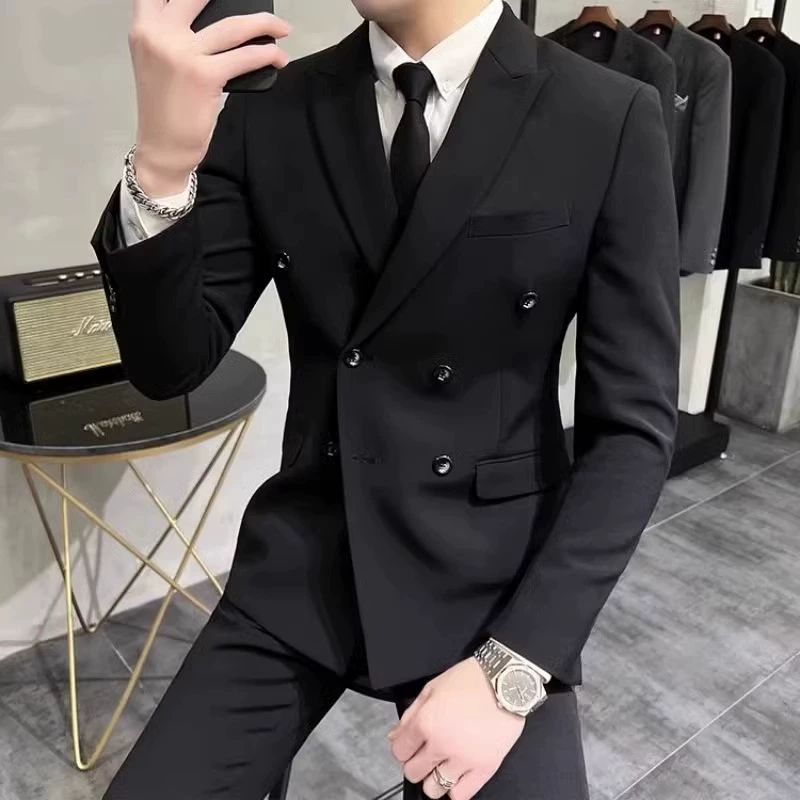 더블 마이 남성 블레이저코디 간절기 브레스트 블레이저 남성자켓 재킷 남성정장 검은색 정장 M - 상세 이미지 2