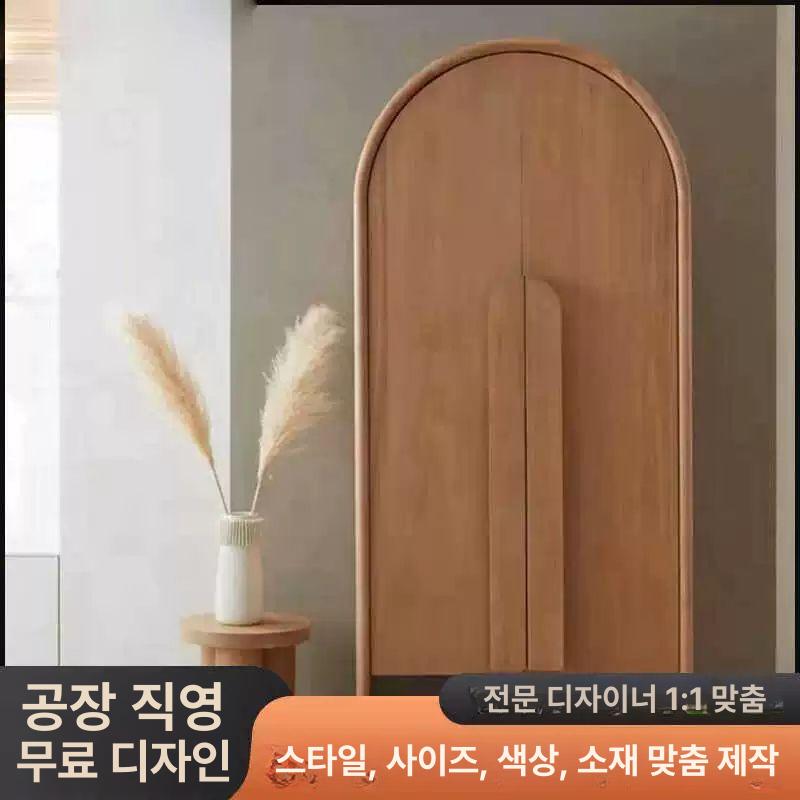 나무 장롱 아치형 옷장 수납 수납장 이불 정리함 이불장 서랍장 옷장이불장 서랍옷장 원목색 1000x500x2000 2문 - 상세 이미지 3