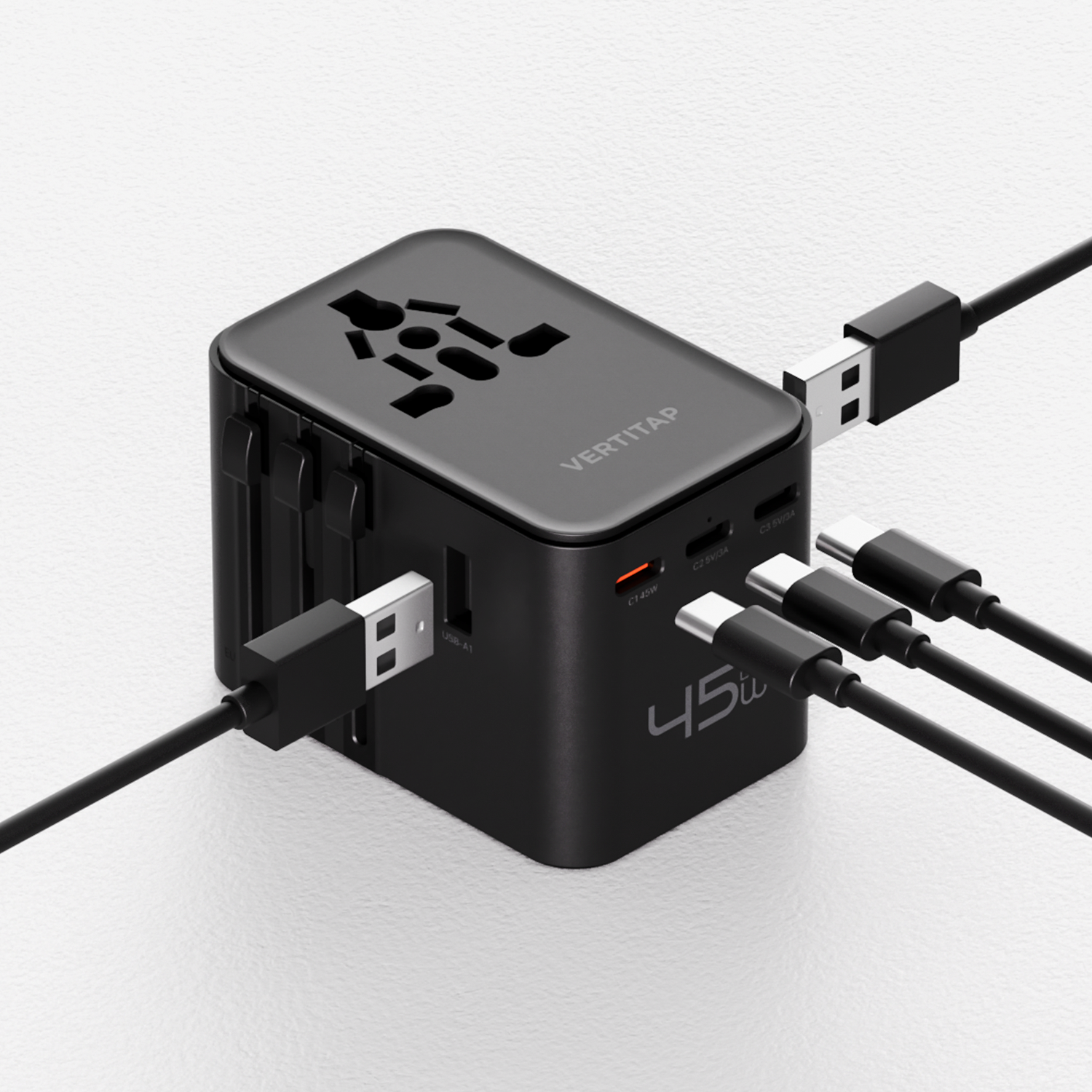 버티탭 트레블러 에어 25W 멀티 어댑터 해외 전세계 여행용 멀티탭 usb 콘센트 플러그