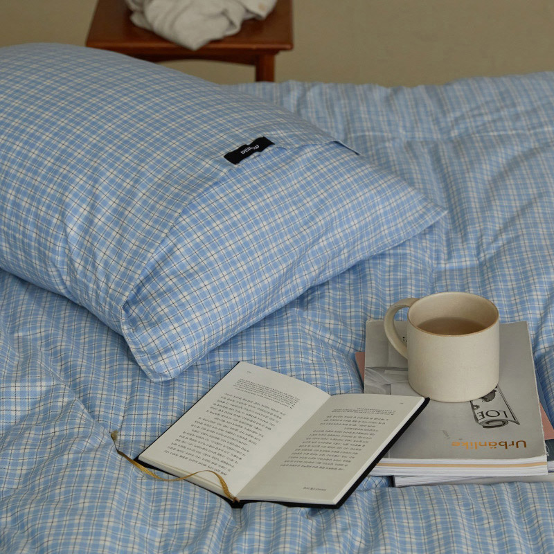 마틸라 노튼클래식 순면 체크 항균 옥수수솜 차렵 이불 베개세트 SS