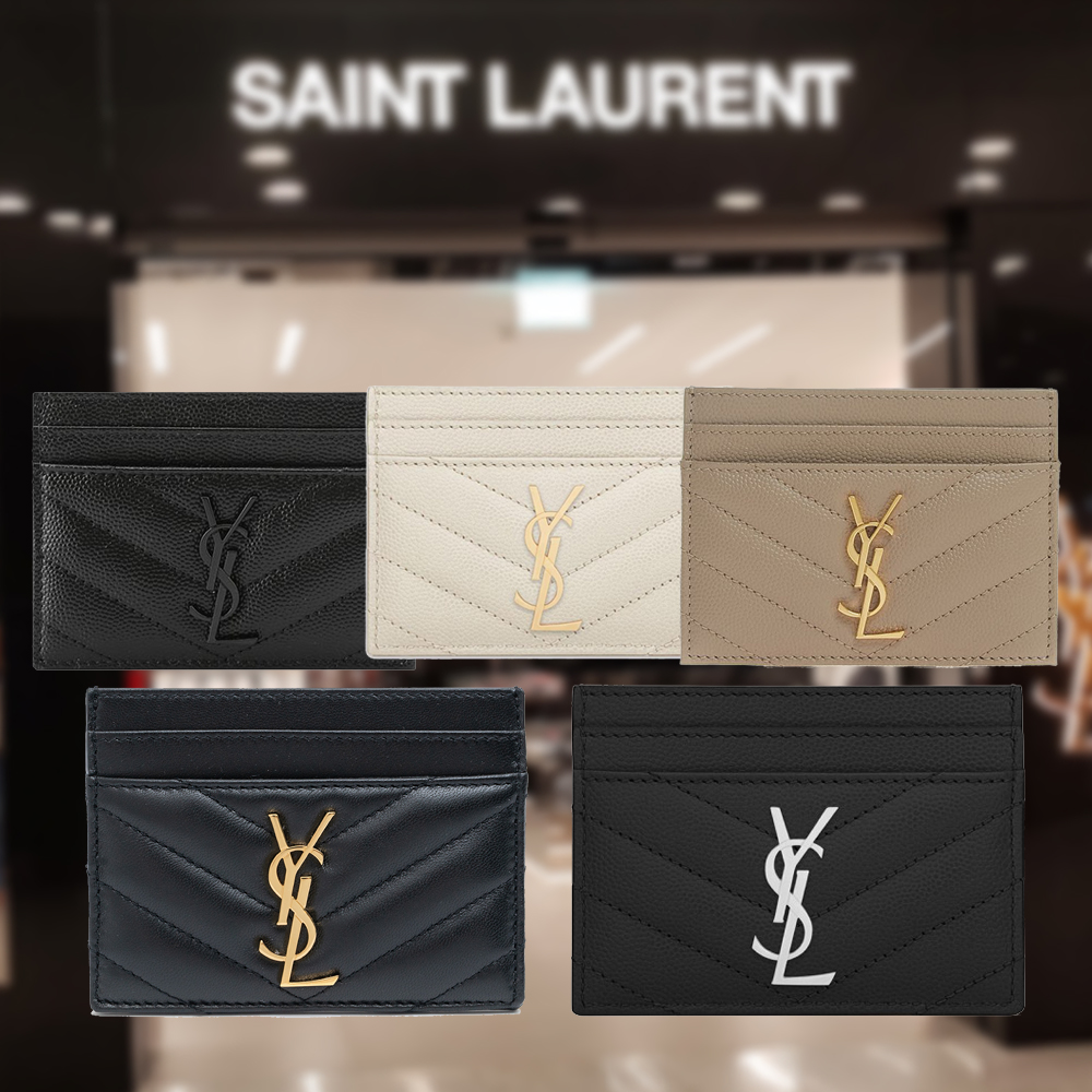입생로랑 카드지갑 YSL 마틀라세 모노그램 파리 카드 케이스 금장 은장