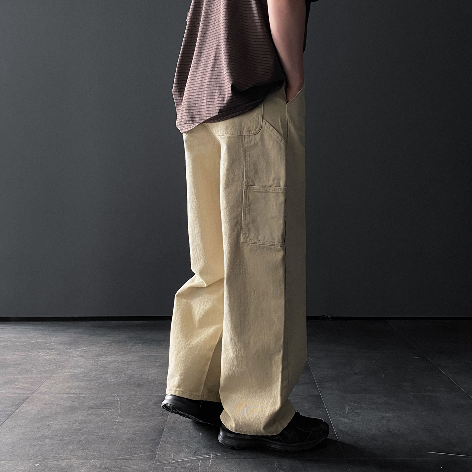 워크팬츠 퍼티그팬츠 통넓은바지 남자면바지 - 상세 이미지 2