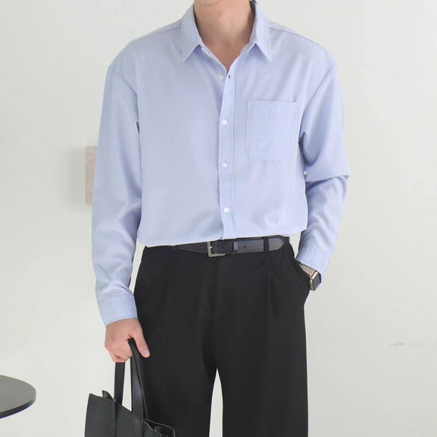 남자 셔츠 구김없는 링클프리 정장 남방 실크 남자 와이 셔츠 이미지 7