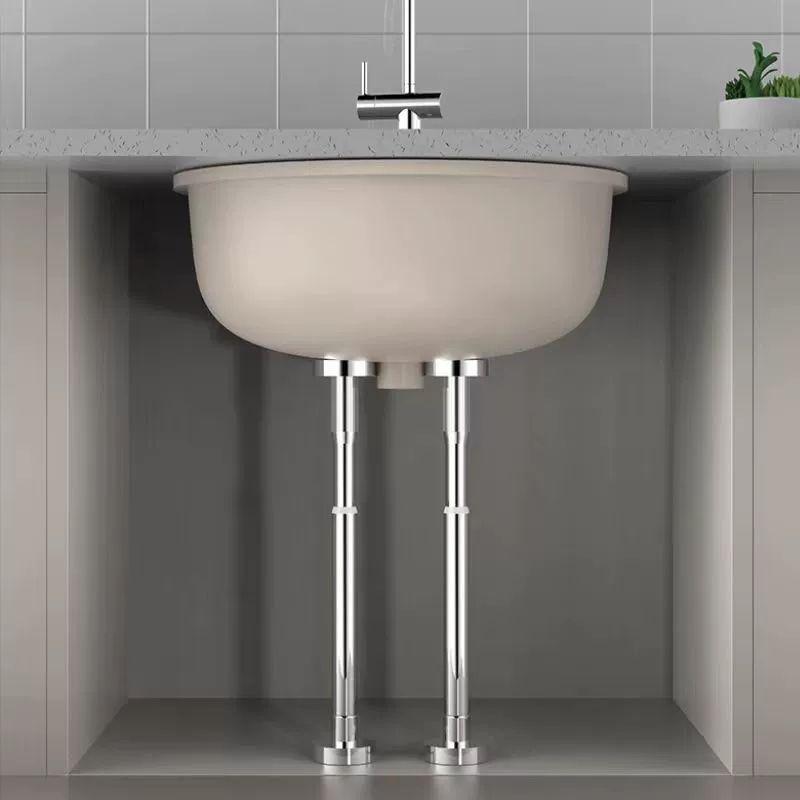 세면대 받침대 조절 높이 브래킷 간이 고정 하부 하부장  싱크대개수대 지지대 60-110cm 2개 금속 화이트 신축 - 상품 이미지