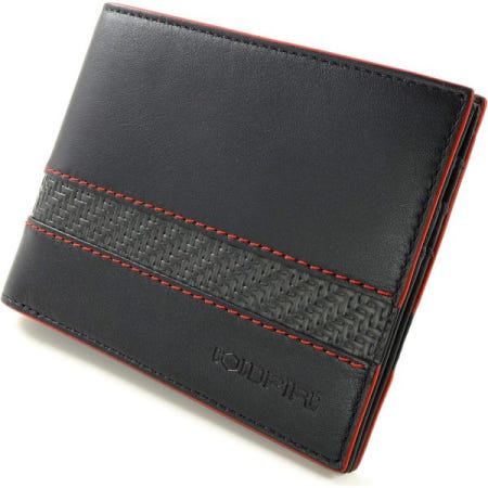 [해외]콜드파이어 슬림 지갑 - 6개의 신용카드 슬롯 빨간색 액센트가 있는 흑연 정품 K- 가죽 미니멀리스트 바이폴드 현금 카드 홀더 RFID 차단