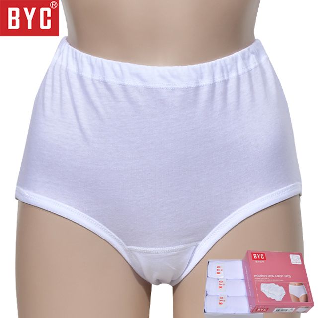 3매입 맥시 팬티 백색 면100 BYC 여성 깔끔한 부드러 90-백색 - 상품 이미지