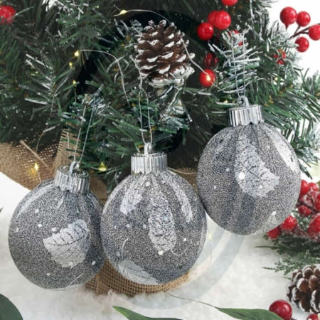 이지리치협력사 따뜻한잡화점 8cm 블랙블링 글리터 장식볼 3p세트 크리스마스트리데코 크리스마스트리장식품