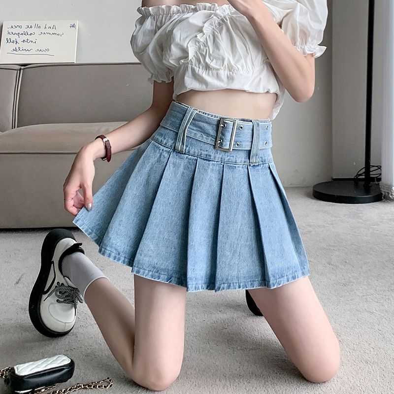 데님스커트 청치마 미니스커트 여성 데이트룩 블루 S - 상세 이미지 2