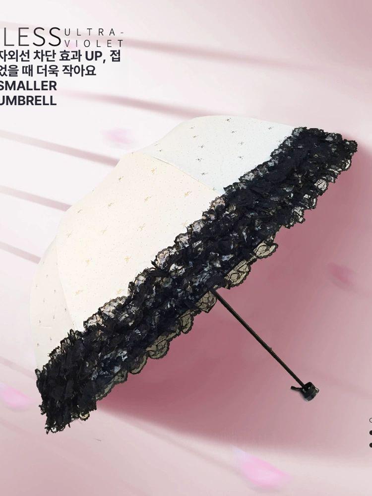 자외선차단 초경량 레이스양산 특수 암막양산 초경량양산 경량우산 양산우산 경량양우산 딥블랙손잡이포함3층레이스 - 상세 이미지 5
