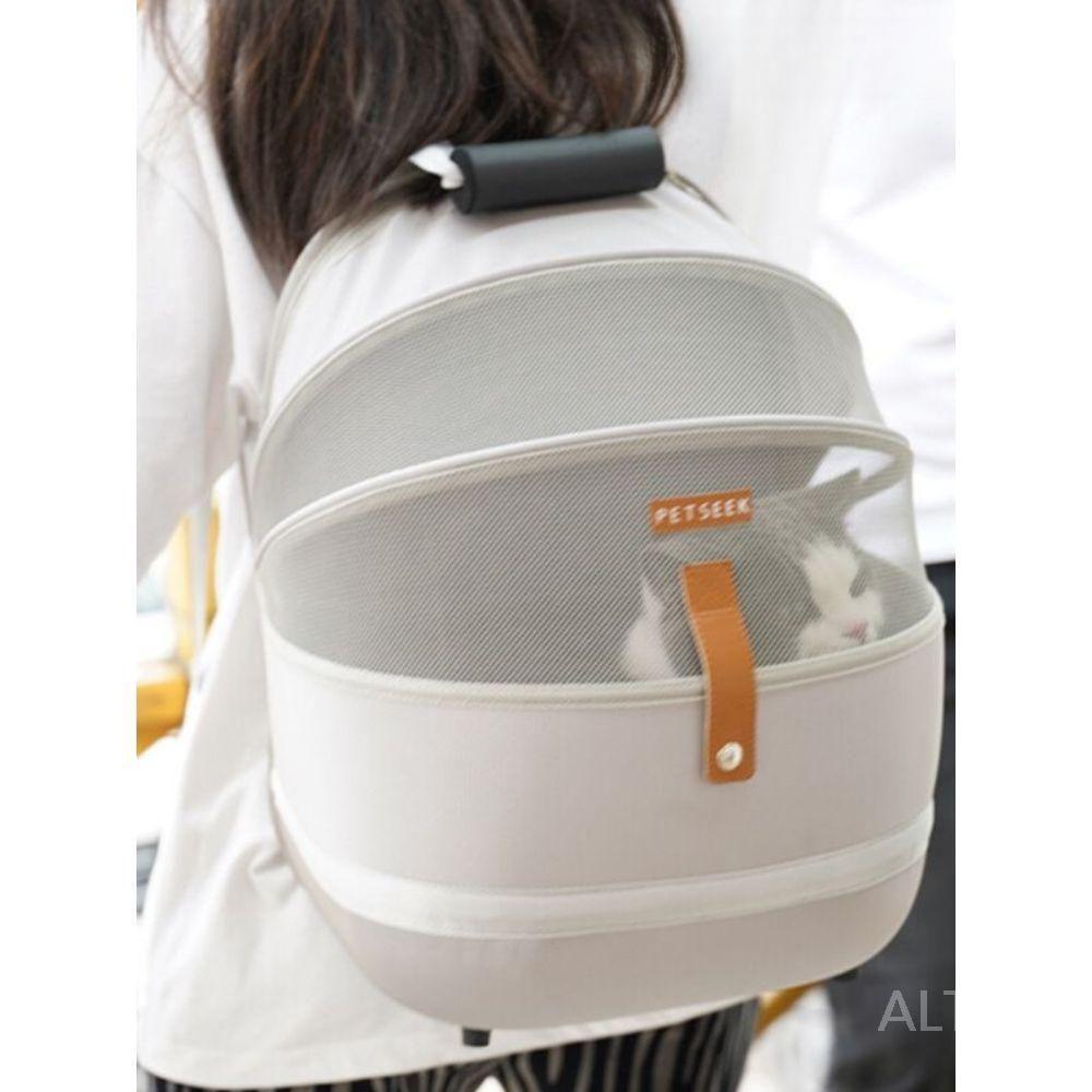 고양이 백팩 산책 이동 강아지 외출 가방 반려묘 이동장 그레이 실크-고양이5kg/개4kg - 상세 이미지 3