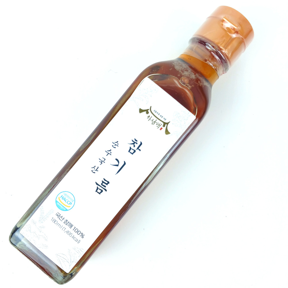 하남댁 순수국산 참기름 180ml 저온압착 통참깨 고소한 진한 방앗간