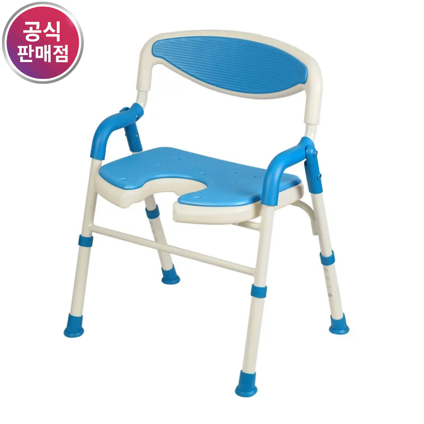 진산메디칼 노인 어르신 환자 환자용 목욕의자 접이식 U자형 등받이 욕실 샤워 JS-185 - 메인 이미지