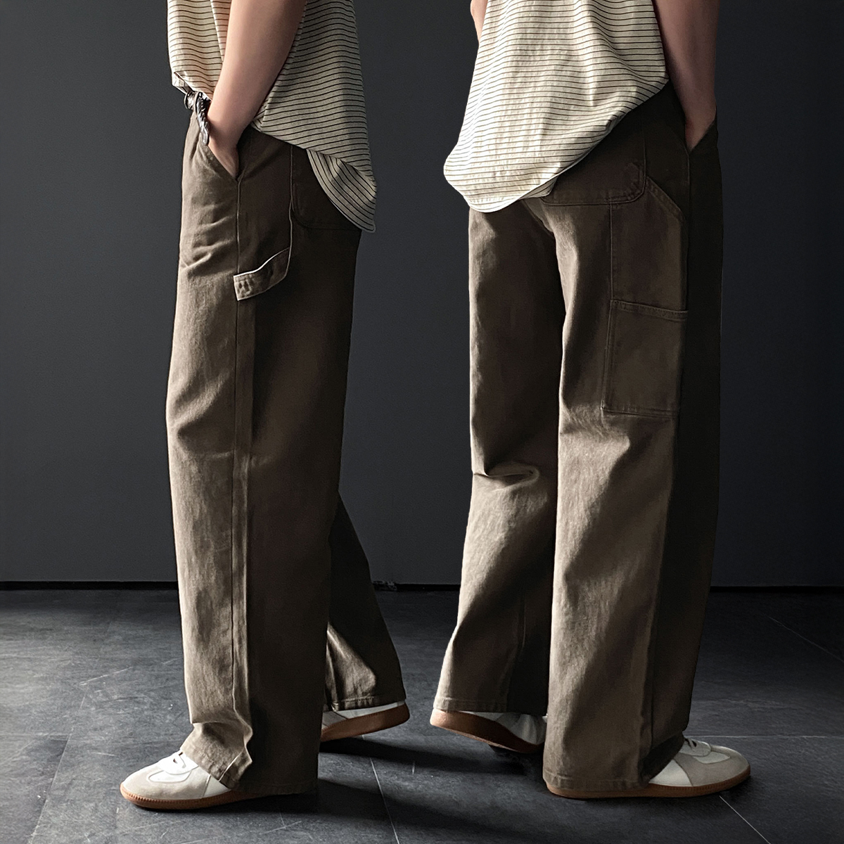 워크팬츠 퍼티그팬츠 통넓은바지 남자면바지 - 상품 이미지