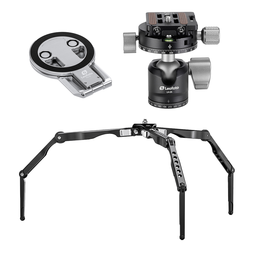 레오포토 미니삼각대 MT-04+LH-25R+PM-05 실버 맥세이프 스마트폰스탠드 세트 - 상품 이미지