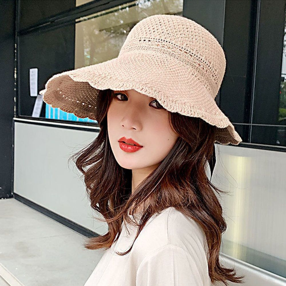 여름 여성용 니트 벙거지 베이지 - 메인 이미지