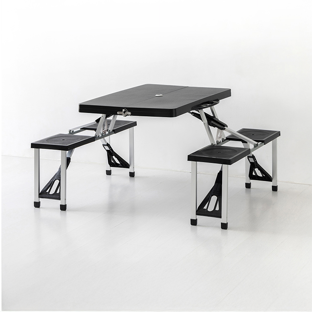 캠폴 야외 접이식테이블 4인세트 의자일체형 1350x855x660mm, 플랫 블랙 1499.4737