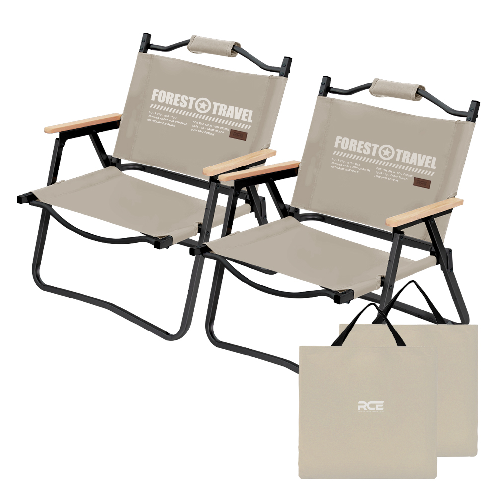 로티캠프 감성 휴대용 경량 로우체어 접이식 캠핑의자 M, 탄, 2개