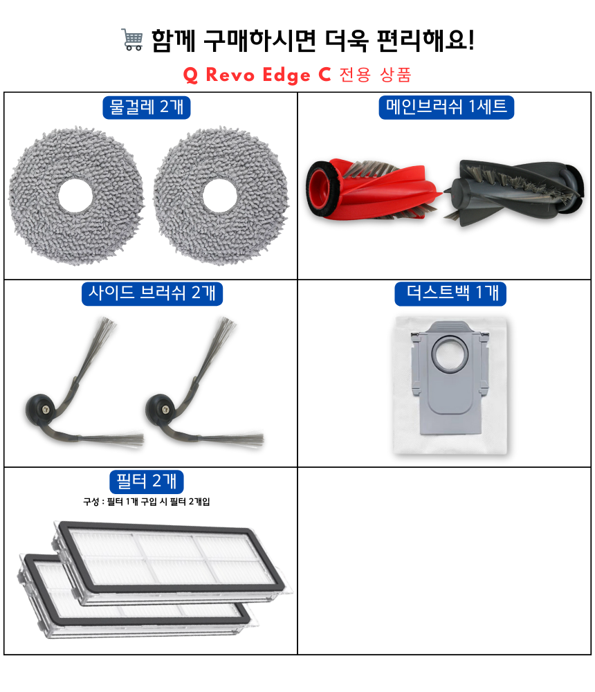 [호환] 로보락 Q Revo Edge C 소모품 3개월 세트 이미지 2